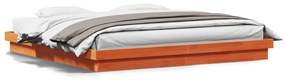 vidaXL Estrutura de cama c/ LEDs 200x200 cm pinho maciço castanho mel
