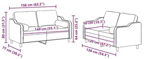2 pcs conjunto de sofás com almofadas tecido amarelo-claro