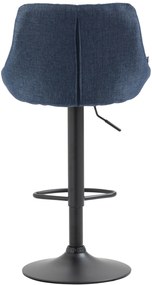Banco de bar Lazio em tecido e com estrutura preta 46 x 83-104 x 49 cm Azul