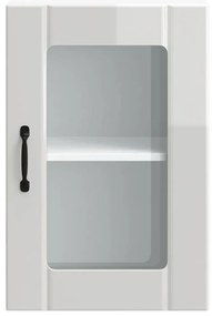 Armário de parede cozinha porta vidro Lucca branco brilhante
