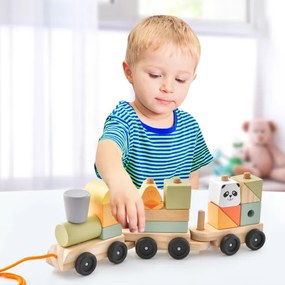Blocos de empilhável de comboio de brincar de 3 seções com padrões de animais para a aprendizagem precoce do bebes multicolirido
