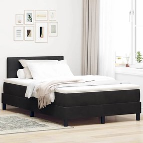 vidaXL Cama Box Spring LED com colchão Preto 120 x 190 cm Veludo