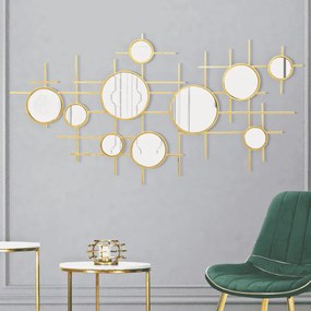 ESPELHO DE PAREDE GLOXY 117X4,5X61 CM (ESPELHO Ø 18-13-8 CM) DOURADO
