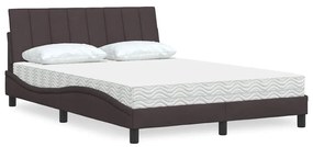 vidaXL Cama com colchão 120x200 cm tecido castanho-escuro