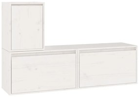Móveis de TV 3 pcs madeira de pinho maciça branco