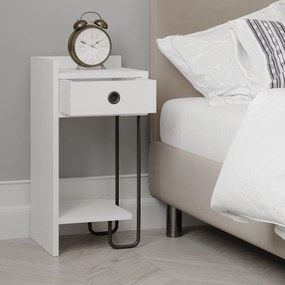 Mesa de Cabeceira Sirius Left – Branco – 32x61x30 cm