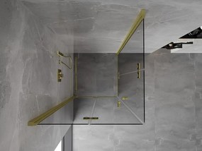 Mexen Mist-F Duo cabine de duche dobrável 90 x 90 cm, transparente, ouro escovado - 8A6-090L-090P-55-00