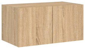 Móvel de parede p/ TV c/ luzes LED 60x35x31 cm carvalho sonoma