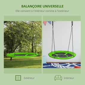 Baloiço redondo Ø 110 cm 4 argolas incluídas em metal com revestimento epóxi Oxford de alta densidade Verde