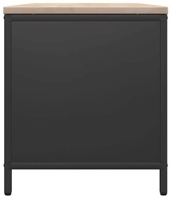 Suporte para lenha com tampo de madeira 100,5x35,5x40 cm preto