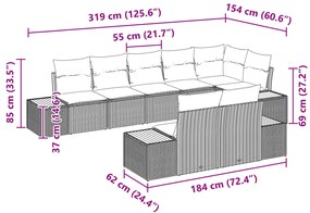 Conjunto de Sofá de Jardim com 8 Peças e Almofadas - Vime Poliéster Pr