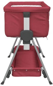 Cama de bebé com colchão tecido de linho vermelho