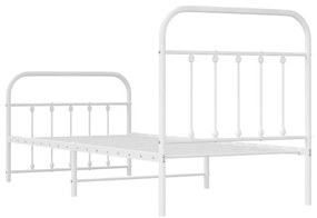 Estrutura de cama com cabeceira e pés 90x200 cm metal branco