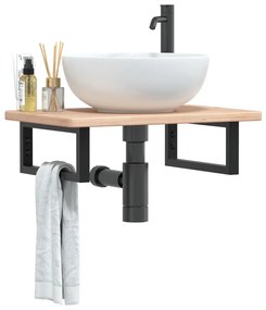 vidaXL Prateleira de parede p/ lavatório aço/madeira carvalho maciça