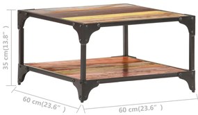 Mesa de centro 60x60x35 cm madeira recuperada maciça