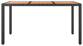 Mesa de jardim c/ tampo de madeira vime PE/acácia maciça preto