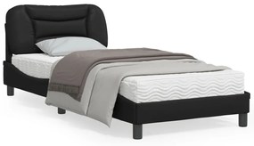 vidaXL Estrutura de cama c/ luzes LED 80x200 cm couro artificial preto