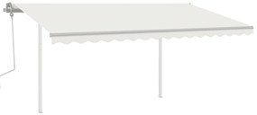 Toldo retrátil manual com luzes LED 4,5x3,5 m cor creme
