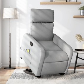 vidaXL Poltrona reclinável massagens tecido cinzento-claro