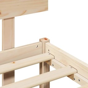 Estrutura de Cama com Cabeceira 75x190 cm Madeira Maciça de Pinho