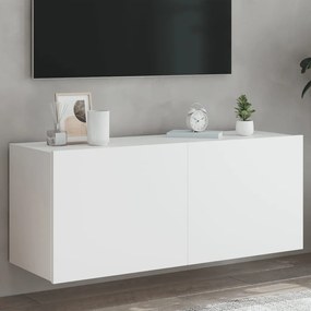 vidaXL Móvel de parede para TV com luzes LED 100x35x41 cm branco
