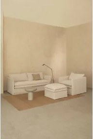 Conjunto De Sala Com Sofá De 3 Lugares, Poltrona E Puff Em Linho E Algodão Grace Tecido Beige - Sklum