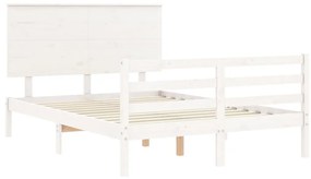 Estrutura de cama com cabeceira 120x200cm madeira maciça branco