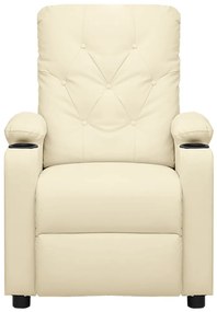 Poltrona reclinável elétrica couro artificial cor creme