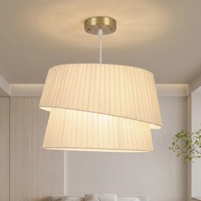 Candeeiro Suspenso de Dupla Cúpula, 45 x 45 x 31 cm, Cabo Regulável, Branca