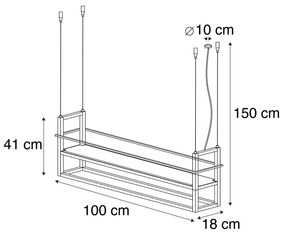 LED Candeeiro de suspensão inteligente marrom enferrujado com rack incl. 4 Wifi A60 - Cage Rack Industrial