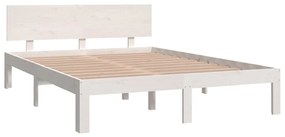 Estrutura de cama casal 135x190 cm madeira maciça branco