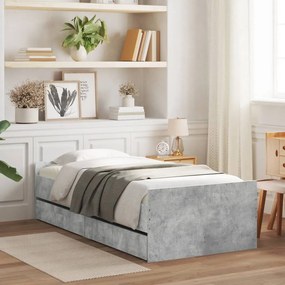 vidaXL Estrutura de cama com gavetas 90x200 cm cinzento-cimento