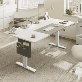 Secretária com altura ajustável eletricamente 180 x 80 x (72-120) cm branco nuvem-cinza
