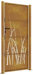 Portão de jardim 105x180 cm aço corten design erva