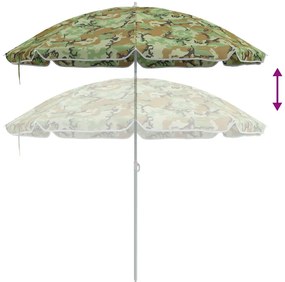 Guarda-sol de Praia vidaXL com Pólo de Alumínio Camuflado 240 cm