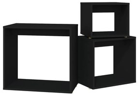Mesas de encastrar 3 pcs contraplacado preto