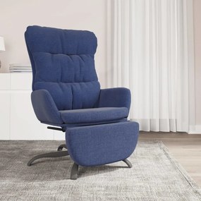 vidaXL Cadeira de descanso com apoio de pés tecido azul
