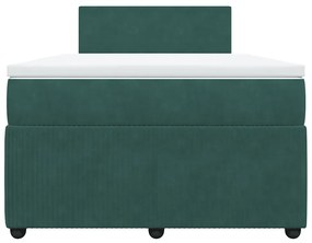 Cama boxspring com colchão 120x190 cm veludo verde-escuro