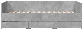 Sofá-cama com gavetas sem colchão 100x200 cm cinzento cimento