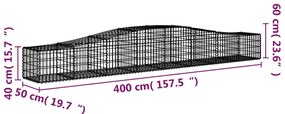 Cestos gabião arqueados 4 pcs 400x50x40/60 cm ferro galvanizado