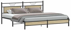 Estrutura de cama sem colchão 193x203cm metal carvalho sonoma
