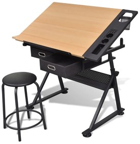 Mesa de Desenho com Tampo Inclinável com Banco - Estirador