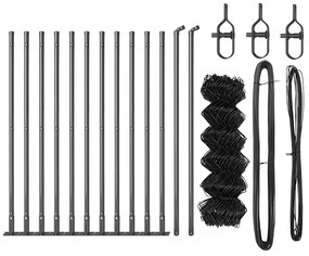 Conjunto de Postes de Cerca Prateado 25 x 0.4 m Aço Galvanizado