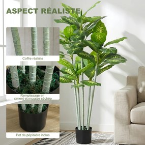 Planta artificial Calathea, altura 150 cm, vaso de cimento, 53 folhas - interior
