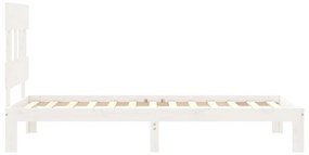 Cama sem colchão 90x200 cm madeira de pinho maciça branco