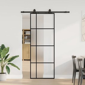 vidaXL Porta deslizante c/ conj. ferragens 76x205cm vidro ESG preto