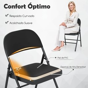 Conjunto de 4 cadeiras de cozinha dobráveis com estrutura metálica Pretas