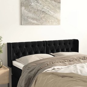 Cabeceira de cama c/ abas veludo 163x16x78/88 cm preto