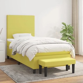 vidaXL Cama com molas/colchão 90x200 cm tecido verde-claro