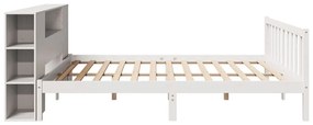 Cama com estante sem colchão 180x200 cm pinho maciço branco